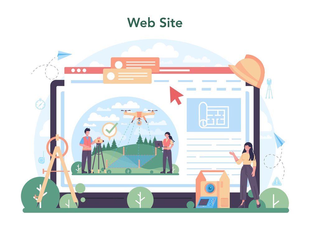 Website Development 5 surveyor online service platform land surveying geodesy science engineering topography equipment website vector flat illustration 613284 3134